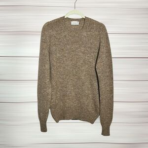 Braemar International Vintage Wool Sweater Pullover Taupe Crew neck Slim M/L